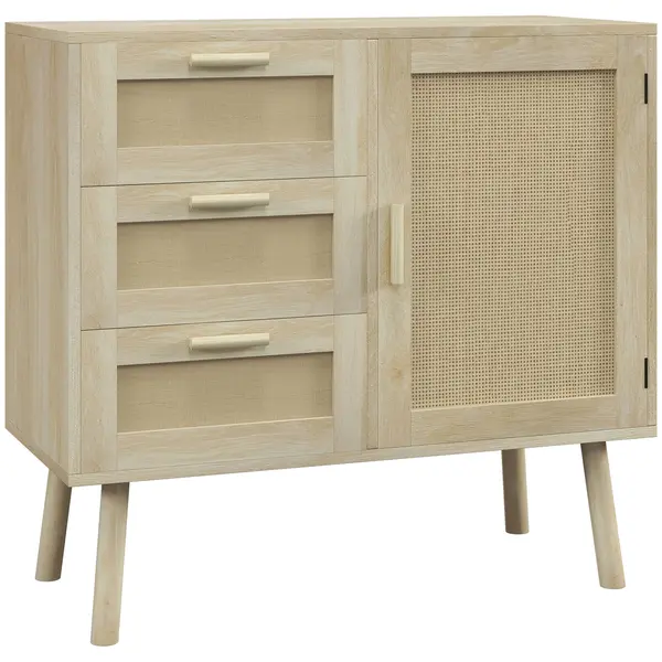 HOMCOM Dulap de depozitare Boho cu 3 sertare, elemente decorative | Aosom Romania