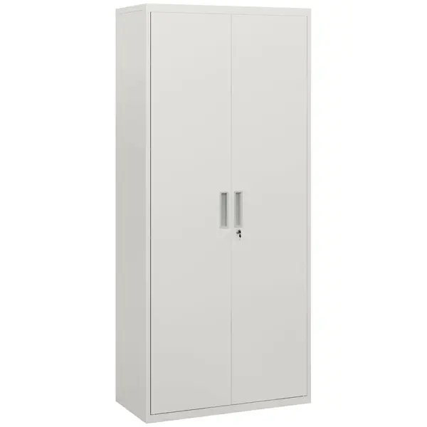 HOMCOM Dulap de Depozitare pentru Birou cu 5 Niveluri, Dulap Metalic cu 2 Uși și 4 Rafturi Reglabile, 80x40x180 cm, Alb