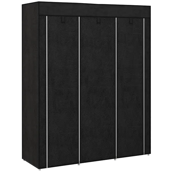 HOMCOM Dulap din Material Textil cu Bază Înălțată, 8 Rafturi și 2 Bare, 125x43x162.5 cm, Gri Închis | Aosom Romania