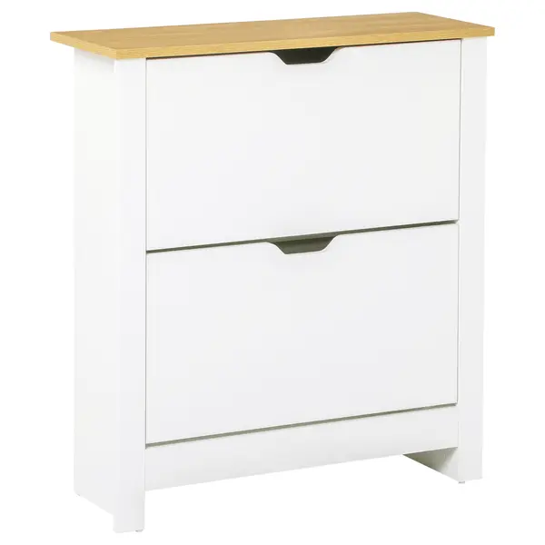 HOMCOM Dulap Hol, Capacitate 12 Perechi Max, dulap pantofi cu 2 Rafturi Reglabile și Detașabile, 72x26x80 cm, Alb | Aosom Romania