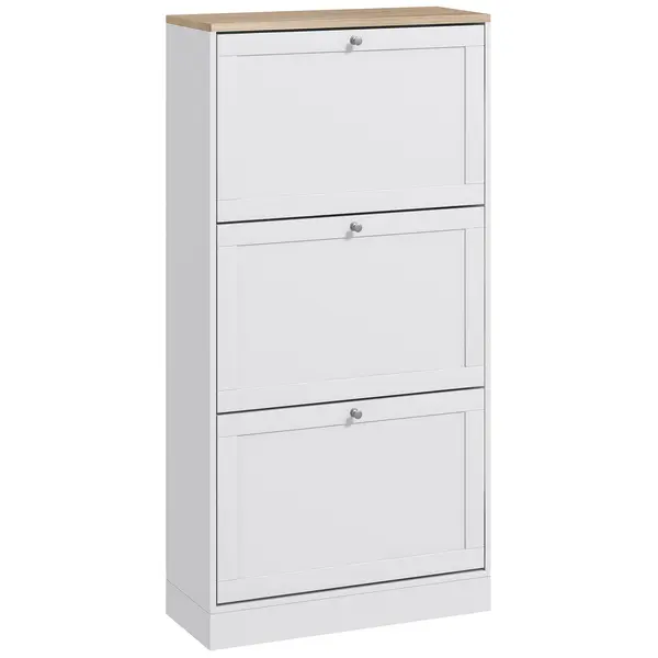 HOMCOM Dulap Îngust pentru Pantofi cu 3 Sertare și Rafturi Reglabile pe 2 Niveluri, 60x23,5x115 cm, Negru | Aosom Romania