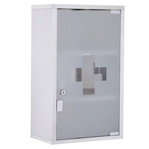 HOMCOM Dulap Medicamente din Oțel Inoxidabil 50x30x18 cm, Casetă Prim Ajutor cu Încuietoare & 2 Chei | Aosom Romania