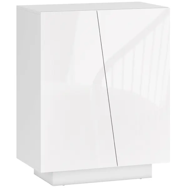 HOMCOM Dulap Multifuncțional cu 3 Nivele, Design Modern din PA Alb, Poliță Reglabilă, Bază Înălțată, 70x40x88 cm | Aosom Romania