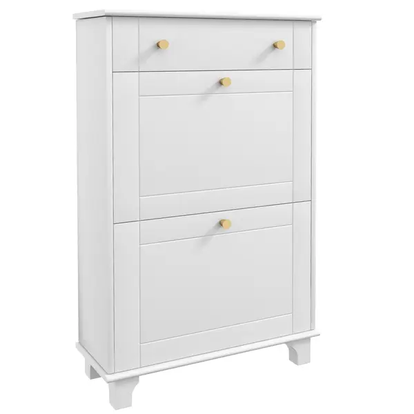 HOMCOM Dulap Pantofi Slim cu 2 Uși, Sertar, Rafturi Reglabile, 8 Perechi, MDF, PAL, 60 x 23,5 x 98,5 cm, Alb | Aosom Romania