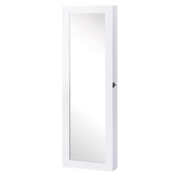 HOMCOM Dulap pentru Bijuterii cu Oglindă, Montare pe Perete, Negru, 37x9.5x121 cm | Aosom Romania