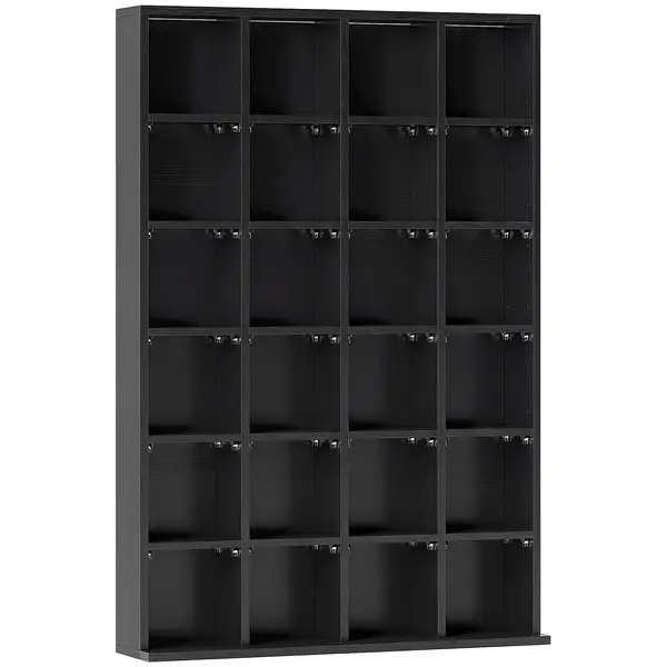 HOMCOM Dulap pentru CD-uri pentru 456 CD-uri sau 336 DVD-uri, 24 Compartimente, 89x20x130.5 cm Negru | Aosom Romania