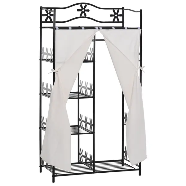 HOMCOM Dulap pentru Haine din Fier Stil Industrial, Spațiu de Depozitare Generos, 84x42x159cm, Negru | Aosom Romania
