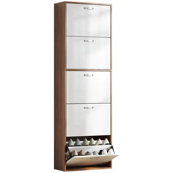 HOMCOM Dulap pentru Pantofi cu 5 Sertare pentru 30 Perechi de Pantofi, 60x28x189 cm, Maro | Aosom Romania
