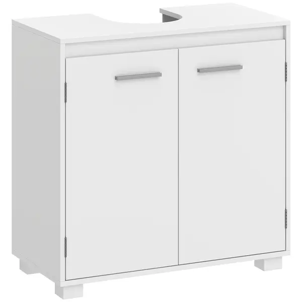 HOMCOM Dulap Sub Lavoar de Baie Modern Independent cu Decupaj în U Raft Reglabil Alb | Aosom Romania