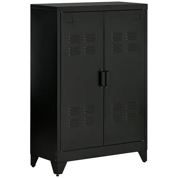 HOMCOM Dulapior Multifunctional cu 2 Usi Stil Industrial, Dulapior Metalic pentru Casa si Garaj - Gri | Aosom Romania