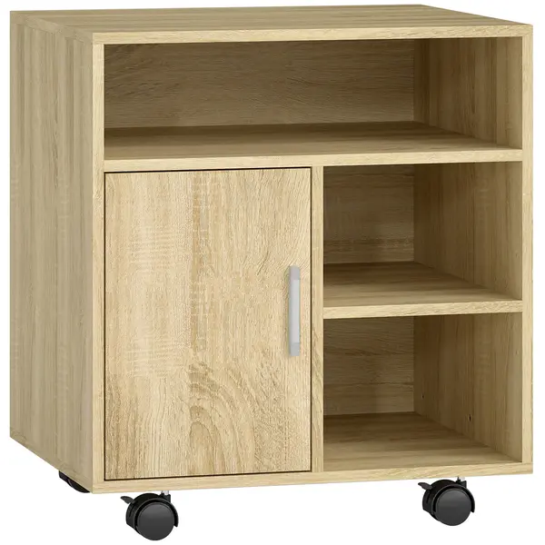 HOMCOM Dulăpior pentru Imprimantă cu Rafturi Deschise și Compartiment din Lemn, 60x50x65,5 cm, Nuanță Lemn | Aosom Romania