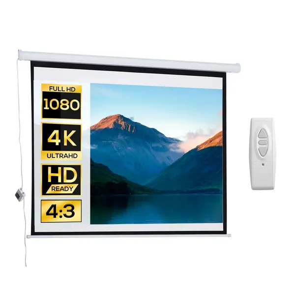 HOMCOM Ecran Proiecție Motorizat 84 Inch pentru Home Cinema, Sistem de Rulare Automat, Ideal pentru Filme și Prezentări, Alb | Aosom Romania