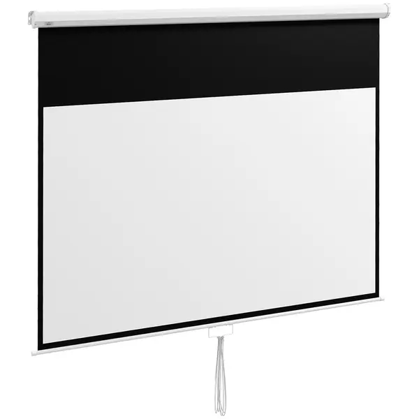 HOMCOM Ecran Proiector 100", 16:9, Montaj Perete/Tavan, Material Mat Premium, Blocare Automată, 221x124 cm, Alb | Aosom Romania