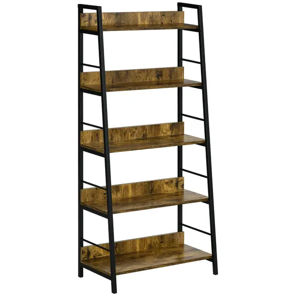 HOMCOM Etajeră bibliotecă Stil Industrial înclinat 5 Nivele 70L x 35l x 150H cm | Aosom Romania