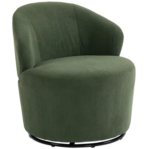 HOMCOM Fotoliu accent, rotație 360 de grade, fotoliu rotativ modern cu bază rotundă, pentru living și dormitor, verde | Aosom Romania
