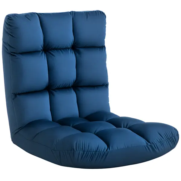 HOMCOM Fotoliu Convertibil Fotoliu Leneș Mare Confort Inclinație Spătar Multipozitii 90°-180° Flanelă de Poliester Tapițat Albastru Regal | Aosom Romania