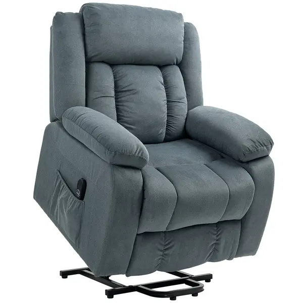 HOMCOM Fotoliu cu funcție de ridicare și tapițerie moale, fotoliu recliner cu telecomandă și buzunare laterale, gri | Aosom Romania