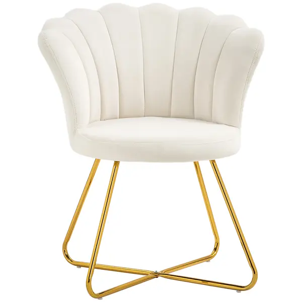 HOMCOM Fotoliu de machiaj fotoliu din catifea fotoliu de salon cu picioare din oțel 69 x 64 x 80 cm crem | Aosom Romania