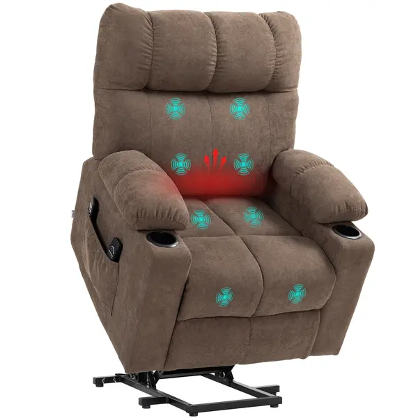 HOMCOM Fotoliu de Relaxare cu Funcție de Ridicare, electric, 90x75x100cm, Maro | Aosom Romania