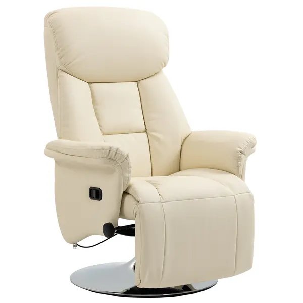 HOMCOM Fotoliu de relaxare reclinabil și pivotant, cu picioare reglabile, capacitate 150 kg, ideal pentru salon sau dormitor, crem | Aosom Romania