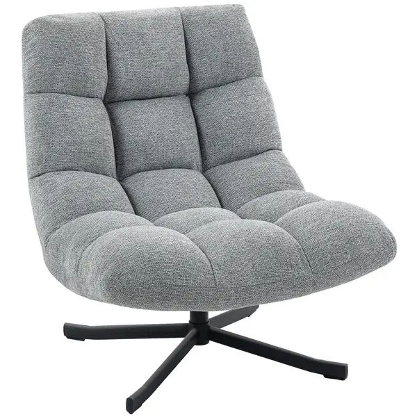 HOMCOM Fotoliu de salon fără brațe, scaun pivotant din țesătură chenille impermeabilă, șezut lat, 75 x 95 x 90 cm, gri | Aosom Romania