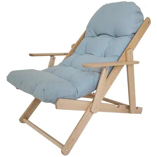 HOMCOM Fotoliu Fotoliu de salon pliabil și reglabil din lemn Fotoliu relax confortabil cu pernă capitonată groasă | Aosom Romania