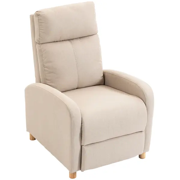 HOMCOM Fotoliu Recliner cu Suport pentru Picioare, Arcuri în Saci, Țesătură In, 87x67x102 cm, Bej | Aosom Romania