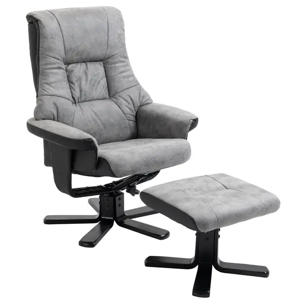 HOMCOM Fotoliu relax cu taburet, rotativ 360°, înclinabil 135°, husă respirabilă, 78 x 82,5 x 109 cm, gri | Aosom Romania