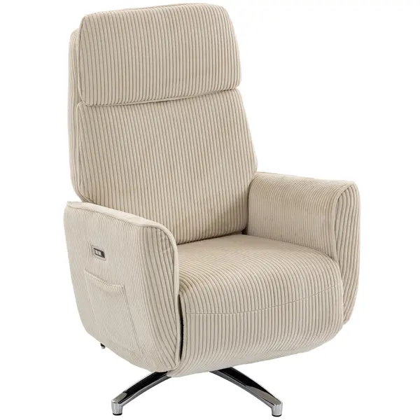 HOMCOM Fotoliu relax electric reglabil cu funcție de recliner, 2 motoare, rotativ, fotoliu TV cu port USB | Aosom Romania