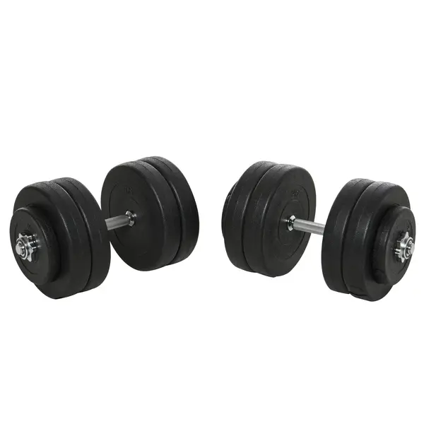 HOMCOM Gantere Reglabile de 50 kg pentru antrenament cu 12 Discuri Cauciucate, 8 x 5 kg si 4 x 1.5 kg, negru| Aosom Romania