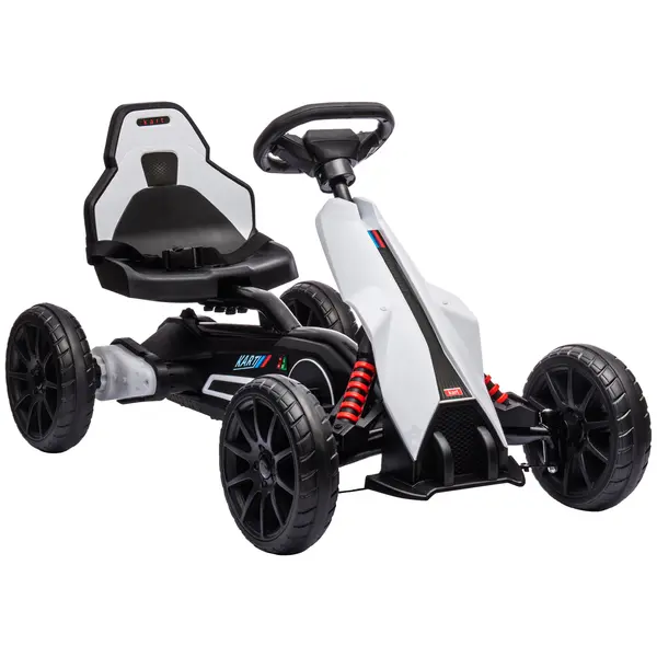 HOMCOM Go-Kart Electric Pentru Copii 3-8 Ani, 3-5 Km/h, Alb | Aosom Romania