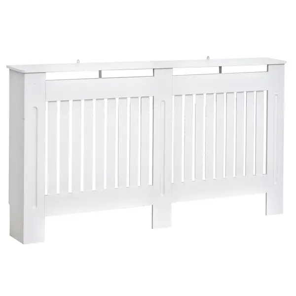 HOMCOM Husă pentru Calorifer din Lamele MDF, 152x19x81 cm, Alb | Aosom Romania
