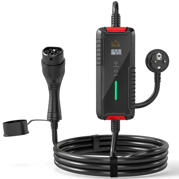 HOMCOM Încărcător pentru Mașini Electrice de 3,5 KW, cu Temporizator, Negru | Aosom Romania