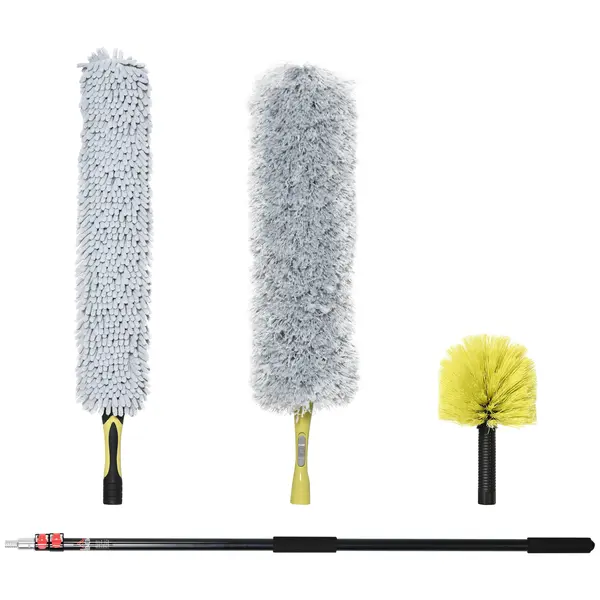 HOMCOM Kit de Curățare cu Stâlp Telescopic 3,5m și Cap Pliabil, Microfibră pentru Praf | Aosom Romania