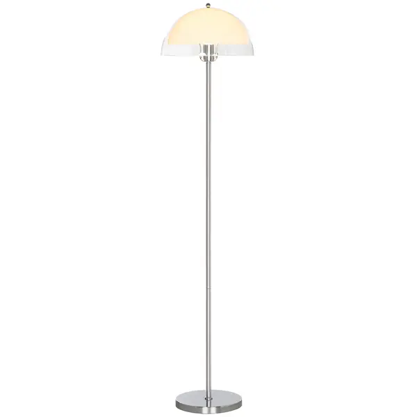 HOMCOM Lampă de Podea cu Abajur Dublu Strat pentru Living, Sufragerie, Dormitor, din Metal și Acrilic, Ø35x150 cm, Alb | Aosom Romania