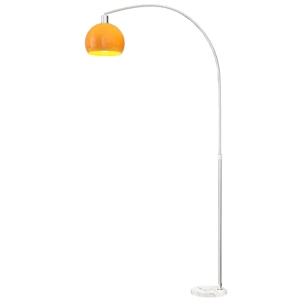 HOMCOM Lampă de Podea cu Arc cu Întrerupător cu Pedală Alb și Portocaliu | Aosom Romania