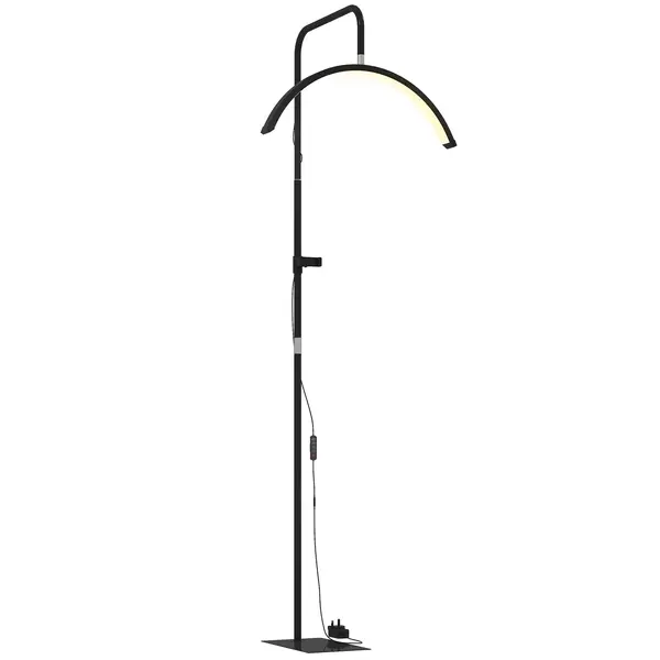 HOMCOM Lampă de Podea LED cu Cap Semilună, Înălțime și Temperatură de Culoare Reglabile, Telecomandă, Negru | Aosom Romania