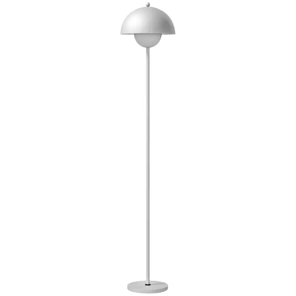HOMCOM Lampă de podea pentru living modernă cu abajur în formă de bol, întrerupător de picior, soclu E27, fără bec, Ø30x155 cm Argintiu | Aosom Romania