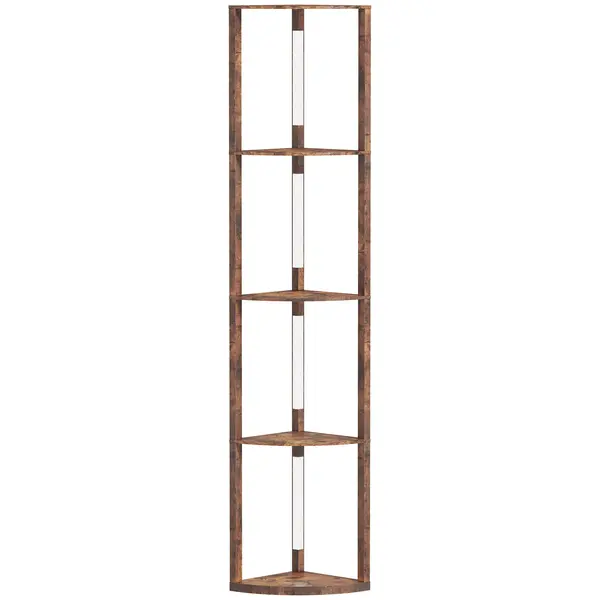 HOMCOM Lampă LED de podea cu rafturi, dimabilă în 5 trepte, lampă modernă de podea cu 3 trepte de luminozitate și comutator de picior, Maro rustic | Aosom Romania
