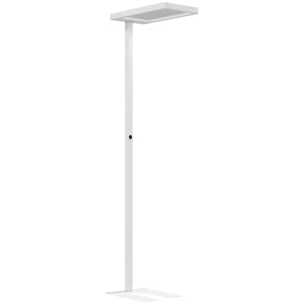 HOMCOM Lampă LED de podea, lumină prietenoasă cu ochii, lampă de podea cu telecomandă, luminozitate reglabilă, plastic, metal, alb | Aosom Romania