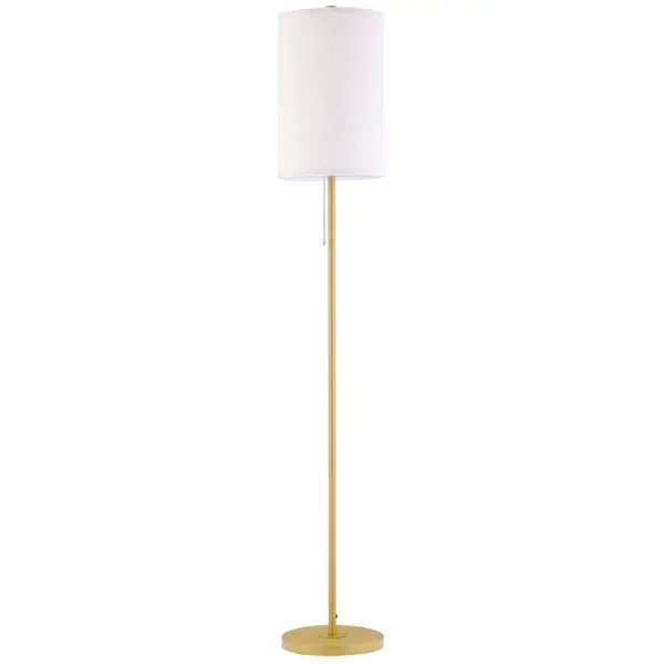 HOMCOM Lampadar cu Abajur din In și Dulie E27, In și Oțel, 25,5x25,5x157 cm, Auriu | Aosom Romania