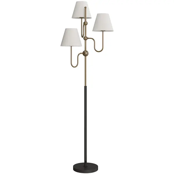 HOMCOM Lampadar de Podea cu 3 Puncte de Lumină și Întrerupător cu Pedală, Soclu E27, Auriu | Aosom Romania