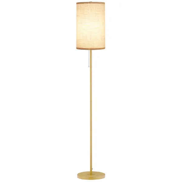 HOMCOM Lampadar design 40 W max. picior oțel dorat abajur material textil cremă dim. 25,5 x 25,5 x 157 cm auriu și bej | Aosom Romania