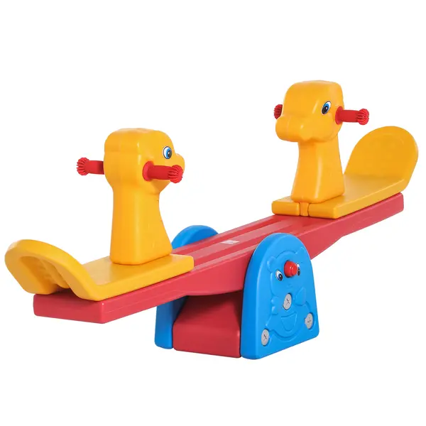 HOMCOM Leagăn Balansoar cu Mânere Antiderapante pentru Copii 1-4 Ani din Plastic HDPE, 150x32x60 cm, Multicolor | Aosom Romania