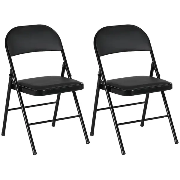 HOMCOM Lot de 2 scaune pliante scaune de dining portabile cadru din oțel dim. 45l x 46P x 78H cm negru | Aosom Romania