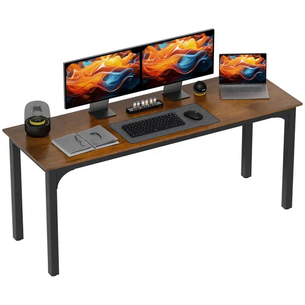 HOMCOM Masa de birou, masa de calculator, design rustic, spațiu generos, placaj, maro | Aosom Romania
