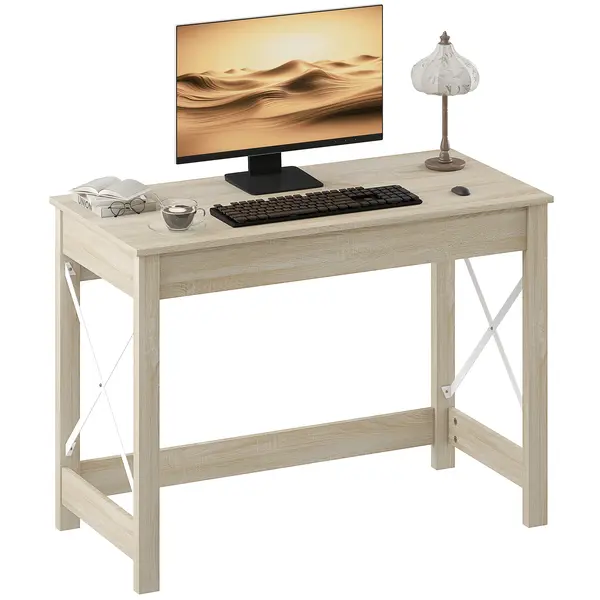 HOMCOM Masă de Birou Modernă Masă de Birou Masă de Calculator Ușor de Asamblat pentru Birou Studiu 105x50x76 cm Natural | Aosom Romania