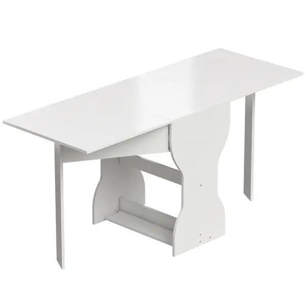 HOMCOM Masă de Bucătărie Pliabilă pentru 4 Persoane cu Raft, din Lemn, 160x60x75 cm, Alb | Aosom Romania