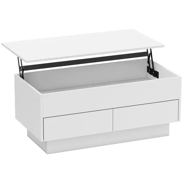 HOMCOM Masă de cafea rabatabilă, masă de salon cu compartiment ascuns și 2 sertare, 100 x 50 x 44 cm, blanc | Aosom Romania