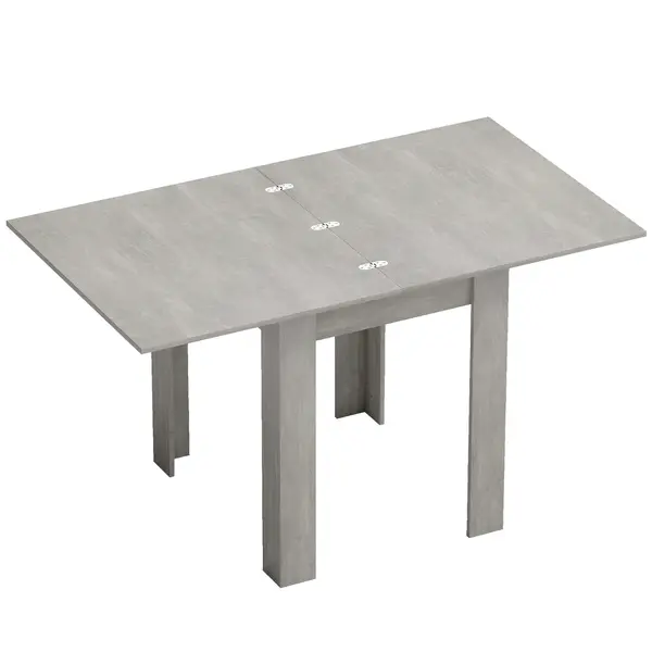 HOMCOM Masă de Dining Extensibilă pentru 4-6 Persoane Design Pliabil, 70-140cm Masă Rectangulară de Economisire a Spațiului cu Picioare Antiderapante, pentru Sala de Mese Sufragerie, Gri Efect Lemn | Aosom Romania